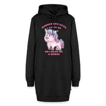 Pferde sind niedlich ich bin niedlich also bin ich - Hoodie-Kleid - Schwarz - Vorne - AI Model Female 172 light (172cm)