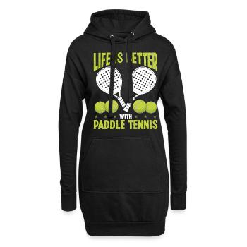 Match de joueur de paddle-tennis La vie est meilleure avec - Sweat-shirt à capuche long Femme - noir - Devant