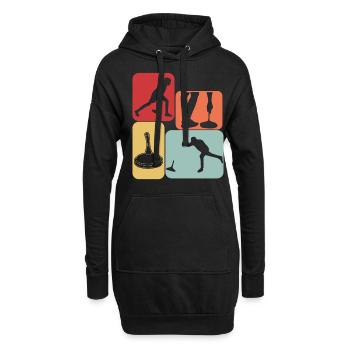 Stockschießen Retro Eisstock - Hoodie-Kleid - Schwarz - Vorne