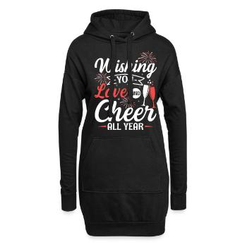 Réveillon du Nouvel An, Paix, Amour, Bonne Année - Sweat-shirt à capuche long Femme - noir - Devant
