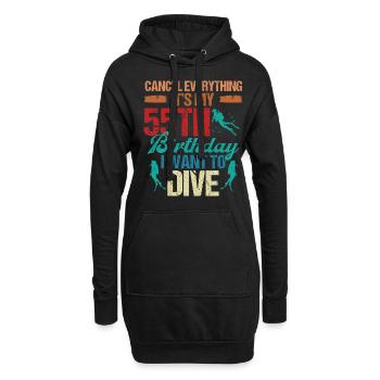 55 ans Scuba Diver Birthday Idea Snorkeling - Sweat-shirt à capuche long Femme - noir - Devant