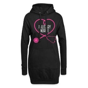 Infirmière militaire Stéthoscope Appréciation Cœur - Sweat-shirt à capuche long Femme - noir - Devant
