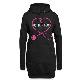 Obstetrician Stethoscope Appreciation Heart - Hoodie-Kleid - Schwarz - Vorne