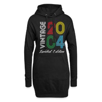 Millésime 2004 Vintage Anniversaire Rétro Vintage - Sweat-shirt à capuche long Femme - noir - Devant