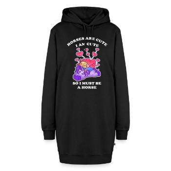 Pferde sind niedlich ich bin niedlich also bin ich - Hoodie-Kleid - Schwarz - Vorne - AI Model Female 172 light (172cm)