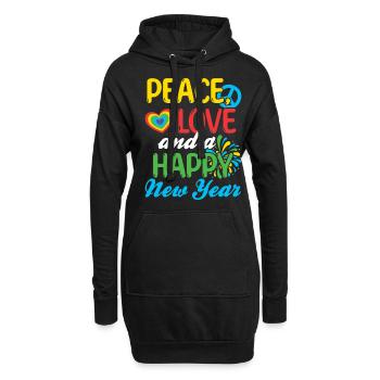 Réveillon du Nouvel An, Paix, Amour, Bonne Année - Sweat-shirt à capuche long Femme - noir - Devant