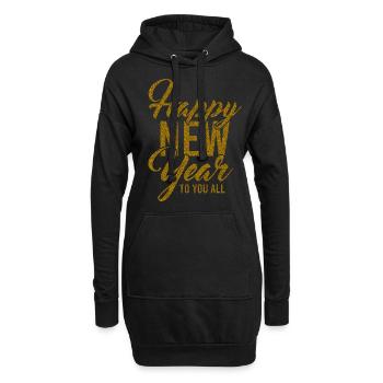 Réveillon du Nouvel An, Paix, Amour, Bonne Année - Sweat-shirt à capuche long Femme - noir - Devant