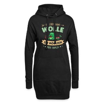 Wolle Häkeln Hobby Nähen Strickerin Stricken für - Hoodie-Kleid - Schwarz - Vorne