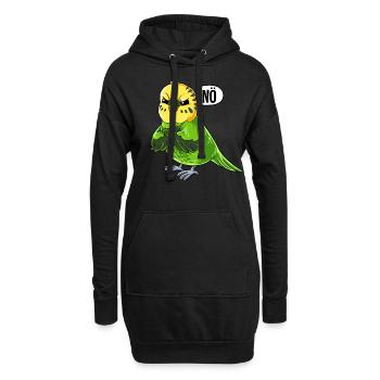 Wellensittich Nö - Hoodie-Kleid - Schwarz - Vorne