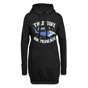Dieses Mädchen Liebt Hammerhaie Meeresbiologe - Hoodie-Kleid - Schwarz - Vorne