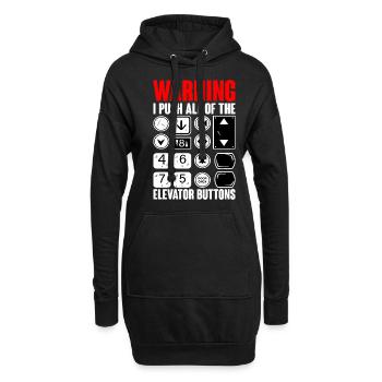 Avertissement J’appuie sur tous les boutons de l’ascenseur 11 - Sweat-shirt à capuche long Femme - noir - Devant