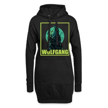 WOLFGANG Nom Tenue de loup pour le jour du nom avec le nom - Sweat-shirt à capuche long Femme - noir - Devant