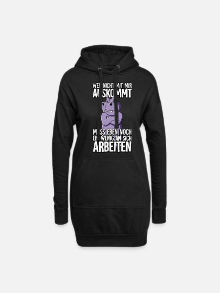 Nilpferd Wer Nicht Mit Mir Auskommt - Hoodie-Kleid - Schwarz