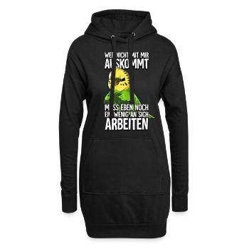 Wellensittich Wer Nicht Mit Mir Auskommt - Hoodie-Kleid - Schwarz - Vorne