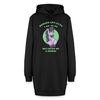 Pferde sind niedlich ich bin niedlich also bin ich - Hoodie-Kleid - Schwarz - Vorne - AI Model Female 172 light (172cm)