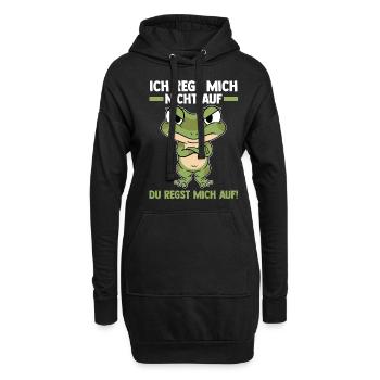Ich Rege Mich Nicht Auf Du Regst Mich Auf Frosch - Hoodie-Kleid - Schwarz - Vorne