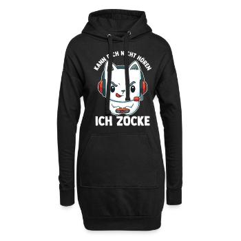 Kann Dich Nicht Hören Ich Zocke Gaming Panda - Hoodie-Kleid - Schwarz - Vorne