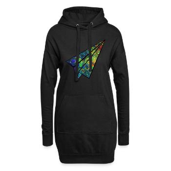 Papierflieger bunt - Hoodie-Kleid - Schwarz - Vorne