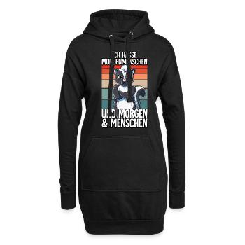 Ich Hasse Morgenmenschen Stinktier - Hoodie-Kleid - Schwarz - Vorne