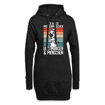 Ich Hasse Morgenmenschen Zebra - Hoodie-Kleid - Schwarz - Vorne