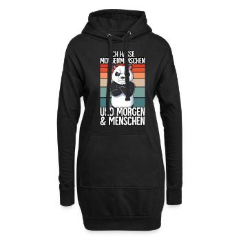 Ich Hasse Morgenmenschen Panda - Hoodie-Kleid - Schwarz - Vorne