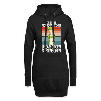 Ich Hasse Morgenmenschen Gecko - Hoodie-Kleid - Schwarz - Vorne