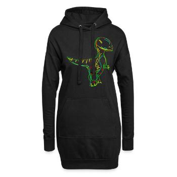 Dinos Velociraptor Dinosaurier - Hoodie-Kleid - Schwarz - Vorne