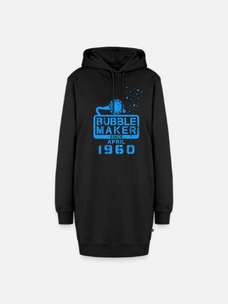 Taucher Geburtstag Bubblemaker seit April 1960 - Hoodie-Kleid - Schwarz