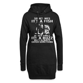 Funny Fishing Design Women Fisherman - Hoodie-Kleid - Schwarz - Vorne