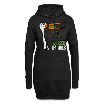 Storch mit Frosch im Hals - Hoodie-Kleid - Schwarz - Vorne