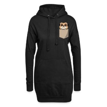 Suricate drôle dans la poche de poitrine Imprimer Cadeau - Sweat-shirt à capuche long Femme - noir - Devant