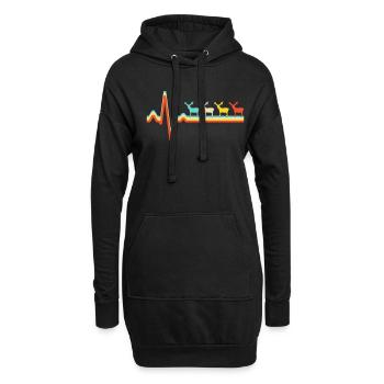 Rythme cardiaque rétro de cerf - Sweat-shirt à capuche long Femme - noir - Devant