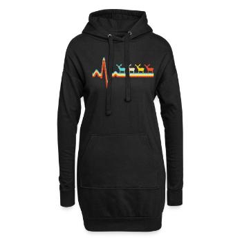 Battement de cœur rétro de wapiti - Sweat-shirt à capuche long Femme - noir - Devant