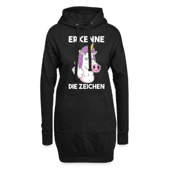 Erkenne Die Zeichen Einhorn - Hoodie-Kleid - Schwarz - Vorne