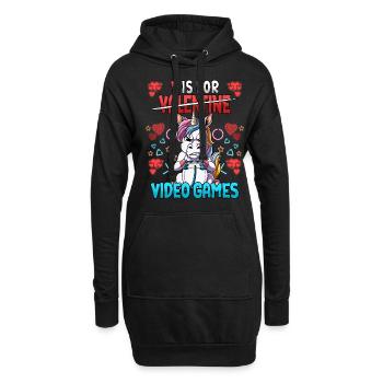 V Is For Video Games Valentinstag Gamer - Hoodie-Kleid - Schwarz - Vorne