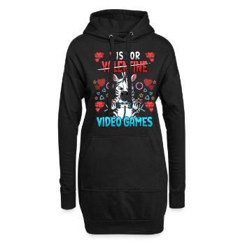 V Is For Video Games Valentinstag Gamer - Hoodie-Kleid - Schwarz - Vorne