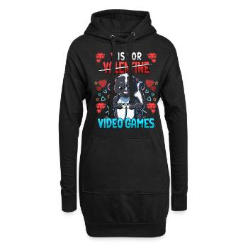 V Is For Video Games Valentinstag Gamer - Hoodie-Kleid - Schwarz - Vorne