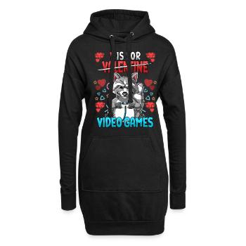 V Is For Video Games Valentinstag Gamer - Hoodie-Kleid - Schwarz - Vorne