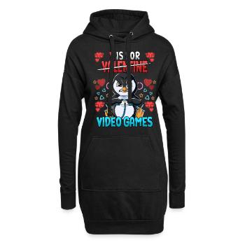 V Is For Video Games Valentinstag Gamer - Hoodie-Kleid - Schwarz - Vorne