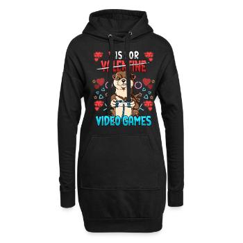 V est pour les jeux vidéo Valentine’s Day Gamer - Sweat-shirt à capuche long Femme - noir - Devant