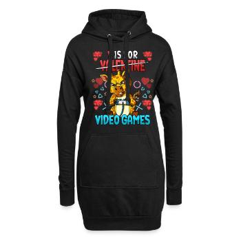 V Is For Video Games Valentinstag Gamer - Hoodie-Kleid - Schwarz - Vorne