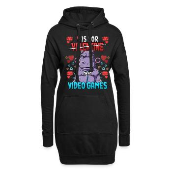 V Is For Video Games Valentinstag Gamer - Hoodie-Kleid - Schwarz - Vorne