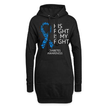 Diabetes Ribbon Month His Fight is my Fight - Hoodie-Kleid - Schwarz - Vorne