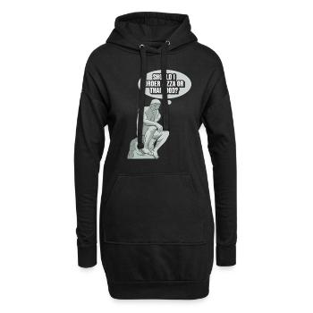 Denker Statue Pizza Design für einen Philosophen - Hoodie-Kleid - Schwarz - Vorne