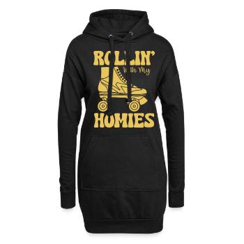 Roller Skating - Rollin With My Homies - Hoodie-Kleid - Schwarz - Vorne