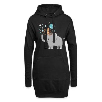 Bulles de savon éléphant singe enfants - Sweat-shirt à capuche long Femme - noir - Devant