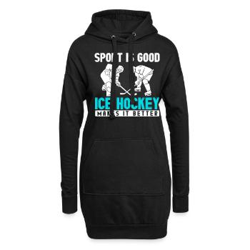Joueur de hockey CE, bâton de hockey sur glace, hockey sur glace - Sweat-shirt à capuche long Femme - noir - Devant