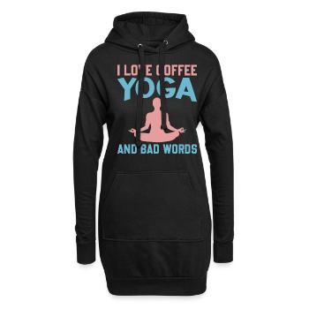 Yoga Saying - J’aime le café Yoga et les gros mots - Sweat-shirt à capuche long Femme - noir - Devant