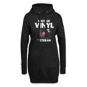 Vintage Vinyl Veteran Audiophiler Musikliebhaber - Hoodie-Kleid - Schwarz - Vorne