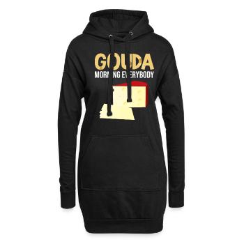 Gouda design pour fromagerie laitière et fromage Gouda - Sweat-shirt à capuche long Femme - noir - Devant